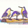 Water Fowl Motif #2 Drawing by Richard Wambach Water Fowl Motif #2 Drawing by Richard Wambach