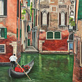 Water Taxi On Venice Side Canal Painting by Charlotte Blanchard Water Taxi On Venice Side Canal Painting by Charlotte Blanchard