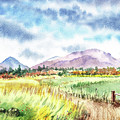 Watercolor Landscape Path To The Mountains Painting by Irina Sztukowski Watercolor Landscape Path To The Mountains Painting by Irina Sztukowski
