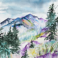 Watercolor - Long's Peak Summer Landscape Painting by Cascade Colors Watercolor - Long's Peak Summer Landscape Painting by Cascade Colors