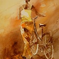 Watercolor With My Bike by Pol Ledent Watercolor With My Bike by Pol Ledent