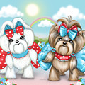 Welcome Spring Maltese and Yorkie Painting by Catia Lee Welcome Spring Maltese and Yorkie Painting by Catia Lee