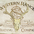 Western Range 3 Old West Deer Skull Wooden Sign Trading Company Painting by Audrey Jeanne Roberts Western Range 3 Old West Deer Skull Wooden Sign Trading Company Painting by Audrey Jeanne Roberts