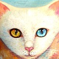 White Cat Painting by Shijun Munns White Cat Painting by Shijun Munns