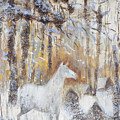 White Horse in Winter Woods Painting by Ilya Kondrashov White Horse in Winter Woods Painting by Ilya Kondrashov