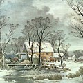 Winter in the Country - the Old Grist Mill Painting by Currier and Ives Winter in the Country - the Old Grist Mill Painting by Currier and Ives