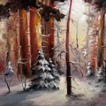Winter wood aceo painting by Natalja Picugina Winter wood aceo painting by Natalja Picugina