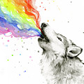 Wolf Rainbow Watercolor Painting by Olga Shvartsur Wolf Rainbow Watercolor Painting by Olga Shvartsur