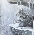 Wolves - Friends Forever Painting by ML McCormick Wolves - Friends Forever Painting by ML McCormick