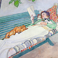 Woman Lying on a Bench Painting by Carl Larsson Woman Lying on a Bench Painting by Carl Larsson