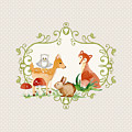 Woodland Fairytale - Grey Animals Deer Owl Fox Bunny n Mushrooms Painting by Audrey Jeanne Roberts Woodland Fairytale - Grey Animals Deer Owl Fox Bunny n Mushrooms Painting by Audrey Jeanne Roberts