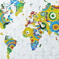 Abstract World Colorful Map Painting by Stefano Senise Abstract World Colorful Map Painting by Stefano Senise