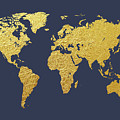 World Map Gold Foil Digital Art by Michael Tompsett World Map Gold Foil Digital Art by Michael Tompsett