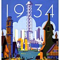 World's Fair - Chicago - 1934 Tour the World at the Fair - Retro travel Poster - Vintage Poster by Studio Grafiikka World's Fair - Chicago - 1934 Tour the World at the Fair - Retro travel Poster - Vintage Poster by Studio Grafiikka