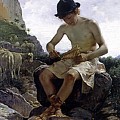 Young Shepherd Painting by Juan Bela y Morales Young Shepherd Painting by Juan Bela y Morales