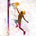 Young woman basketball player 04 in watercolor Painting by Pablo Romero Young woman basketball player 04 in watercolor Painting by Pablo Romero