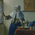 Young Woman With A Water Pitcher by Jan Vermeer Young Woman With A Water Pitcher by Jan Vermeer