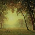 Deer In A Clearing, Yosemite Painting by Albert Bierstadt Deer In A Clearing, Yosemite Painting by Albert Bierstadt