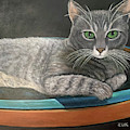 Grey Tabby Cat Painting by Karen Zuk Rosenblatt Grey Tabby Cat Painting by Karen Zuk Rosenblatt