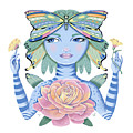 Insect Girl, Winga, with Rose Digital Art by Valerie White Insect Girl, Winga, with Rose Digital Art by Valerie White