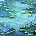 Lily Pond Painting by Roxy Rich Lily Pond Painting by Roxy Rich
