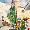 Manhattan Beach Post Delivery Painting by Luisa Millicent Manhattan Beach Post Delivery Painting by Luisa Millicent