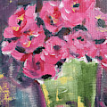 Pink Roses in a Green Bucket Painting by Roxy Rich Pink Roses in a Green Bucket Painting by Roxy Rich