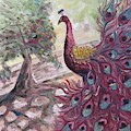 Purple Peacock Painting by Roxy Rich Purple Peacock Painting by Roxy Rich