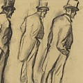 Three Studies Of Ludovic Halvy Standing Drawing by Edgar Degas Three Studies Of Ludovic Halvy Standing Drawing by Edgar Degas