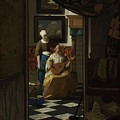 The Love Letter Painting by Johannes Vermeer The Love Letter Painting by Johannes Vermeer