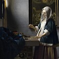 Woman Holding A Balance Painting by Johannes Vermeer Woman Holding A Balance Painting by Johannes Vermeer