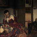A Maid Asleep Painting by Johannes Vermeer A Maid Asleep Painting by Johannes Vermeer