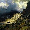 A Storm In The Rocky Mountains, Mt. Rosalie Painting by Albert Bierstadt A Storm In The Rocky Mountains, Mt. Rosalie Painting by Albert Bierstadt