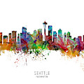 Seattle Washington Skyline Digital Art by Michael Tompsett Seattle Washington Skyline Digital Art by Michael Tompsett
