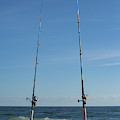 2 Fishing Poles in the standing in the sand Yoga Mat by Terry Thomas - Fine  Art America