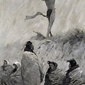 The Fire Eater Raised His Arms To The Thunder Bird Painting by Frederic Remington The Fire Eater Raised His Arms To The Thunder Bird Painting by Frederic Remington