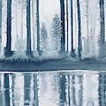 Winter Trees on A Pool Painting by Luisa Millicent Winter Trees on A Pool Painting by Luisa Millicent