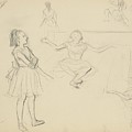 Ballet Dancers Rehearsing Drawing by Edgar Degas Ballet Dancers Rehearsing Drawing by Edgar Degas