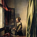 Girl Reading A Letter By An Open Window Painting by Johannes Vermeer Girl Reading A Letter By An Open Window Painting by Johannes Vermeer