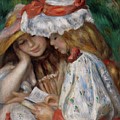 Two Girls Reading Painting by Pierre-auguste Renoir Two Girls Reading Painting by Pierre-auguste Renoir