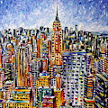 Above New York Painting by Mirek Kuzniar Above New York Painting by Mirek Kuzniar