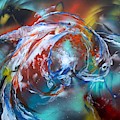 Abstract White Tri Fantail Goldfish Painting by J Vincent Scarpace Abstract White Tri Fantail Goldfish Painting by J Vincent Scarpace