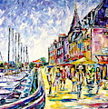 At The Harbor Of Honfleur Painting by Mirek Kuzniar At The Harbor Of Honfleur Painting by Mirek Kuzniar