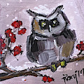 Baby Owl with Berries Painting by Roxy Rich Baby Owl with Berries Painting by Roxy Rich