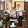 Barber Getting Haircut by Stevan Dohanos Barber Getting Haircut by Stevan Dohanos