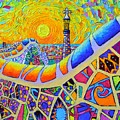 BARCELONA SUNRISE PARK GUELL textural impressionist impasto knife oil painting by Ana Maria Edulescu Painting by Ana Maria Edulescu BARCELONA SUNRISE PARK GUELL textural impressionist impasto knife oil painting by Ana Maria Edulescu Painting by Ana Maria Edulescu
