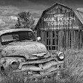 Black and White of Rusted Chevy Pickup Truck in a Rural Landscape by a Mail Pouch Tobacco Barn Photograph by Randall Nyhof Black and White of Rusted Chevy Pickup Truck in a Rural Landscape by a Mail Pouch Tobacco Barn Photograph by Randall Nyhof