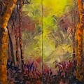 Black Bird Forest Painting by Barbara O'Toole Black Bird Forest Painting by Barbara O'Toole