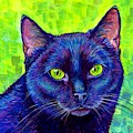 Black Cat with Chartreuse Eyes Painting by Rebecca Wang Black Cat with Chartreuse Eyes Painting by Rebecca Wang