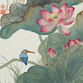 Jade Bird and Lotus Flowers Painting by Jenny Sanders Jade Bird and Lotus Flowers Painting by Jenny Sanders